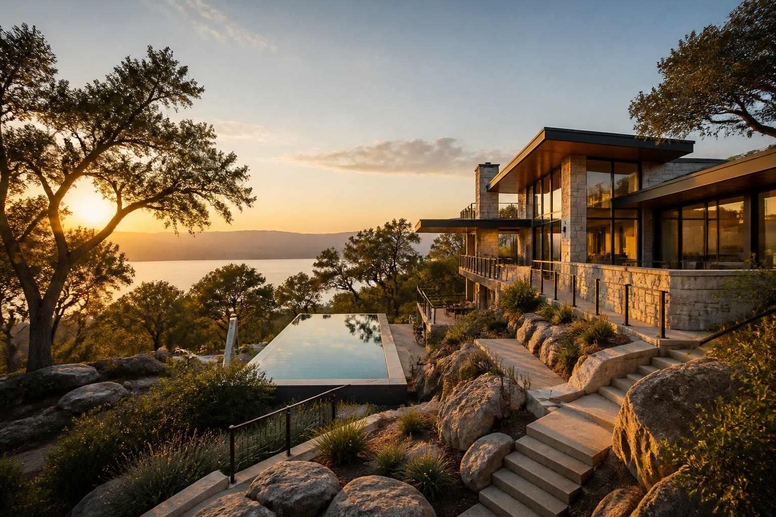 Concept: luxury custom estate above California foothill lake country